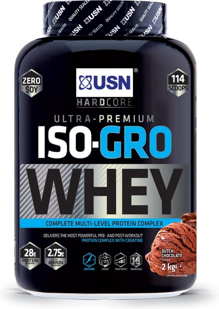 USN Iso-Gro Whey (2000g) Dutch Chocolate - Eiwitten - Eiwit Mix