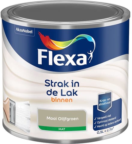 Flexa - Strak In De Lak Binnenlak Mat - Mooi Olijfgroen - Mengverf - 500 Ml