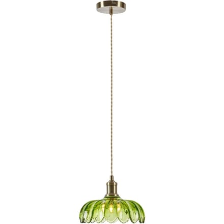Markslöjd Hanglamp Kurage, oud messing/groen, glas, Ø 26 cm, E27