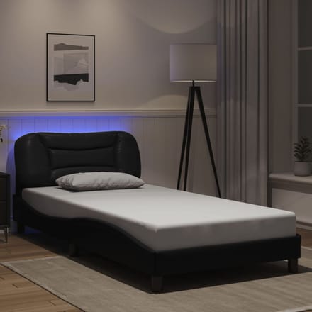 vidaXL - Bedframe - met - LED - zonder - matras - "Hvar" - zwart - 100x200 - cm