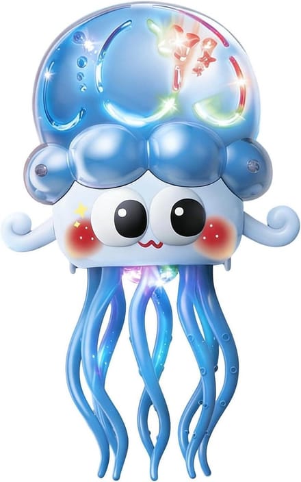 Dansende Kwal Speelgoed - Elektronisch Sensorisch Speelgoed - Baby Ontwikkeling - Bewegend en Oplichtend - ca. 20 cm - Blauw