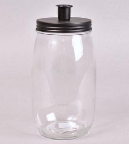 Kandelaar - Potkandelaar - Candle Jar - Zwart - Groot -  12 x 20 cm.