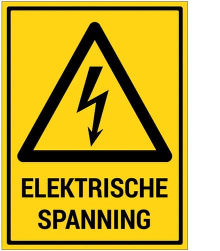 Elektrische spanning bord met tekst | gecoat dibond materiaal | 80 x 60 cm