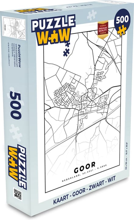 Puzzel Kaart - Goor - Zwart - Wit - Legpuzzel - Puzzel 500 stukjes