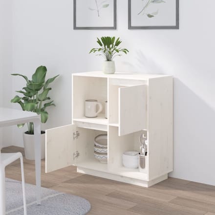 vidaXL - Dressoir - 74x35x80 - cm - massief - grenenhout - wit