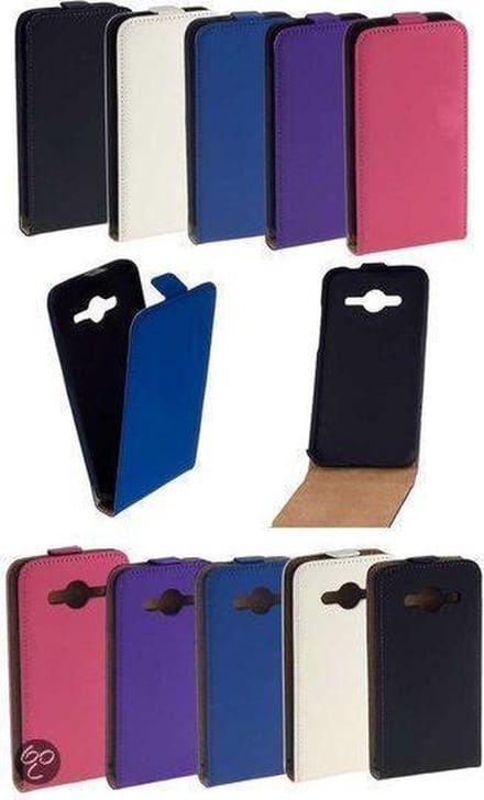 LELYCASE Lederen Samsung Galaxy Core 2 Flip Case Cover Hoesje Blauw
