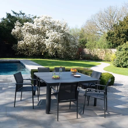 Vierkante tuinset 4/8p alu met 6 stoelen Wilsa Garden Como