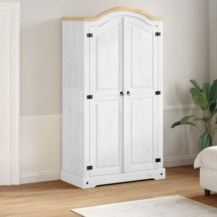 vidaXL - Kledingkast - Corona - wit - 102x52x186 - cm - massief - grenenhout