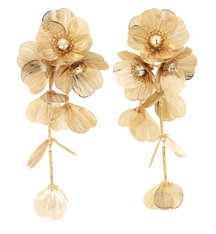 Lange oorbellen - goudkleurig -blaadjes- 12 cm-Charme Bijoux