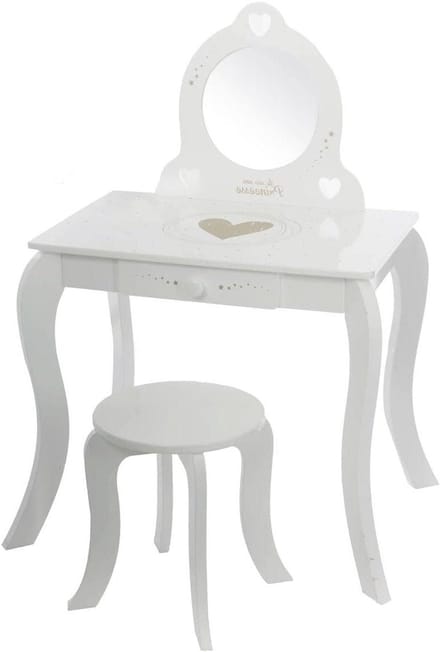 Makeup Table with Stool - White, 70.5 x 91 x 50.5 cm