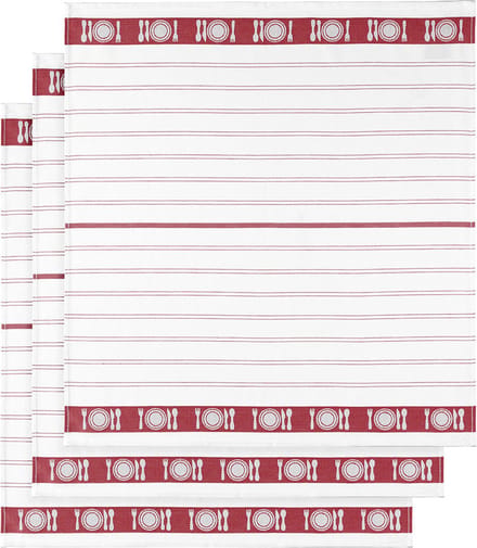 De Witte Lietaer Theedoek BML, Skipper Rood - 3 stuks - 65 x 65 cm - Katoen