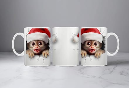 Koffiemok Kerst 3D Aapje