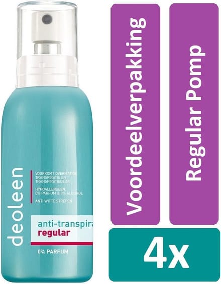 Deoleen Deodorant Spray 75 ml Regular Pomp 4 stuks Voordeelverpakking