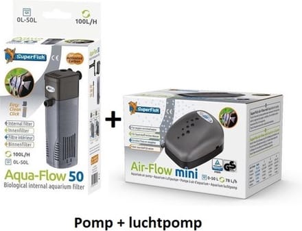 SuperFish Aquarium Luchtpomp - AquaFlow Dual Action - Air Flow Mini - Duoverpakking