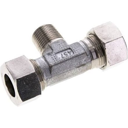 18L & R1/2'' RVS T-stuk Snijringkoppeling Buitendraad 315bar ISO 8434-1