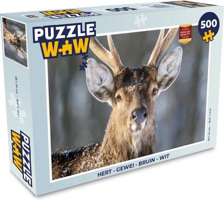 Puzzel Hert - Gewei - Bruin - Wit - Legpuzzel - Puzzel 500 stukjes