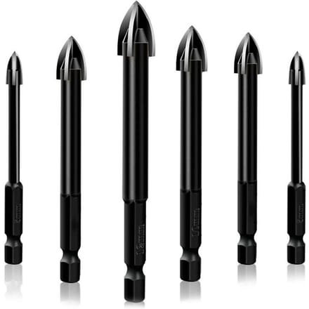 6 STUKS Universele Boorset Carbide Boor Multifunctionele Boren Glas Keramiek Vol zwart
