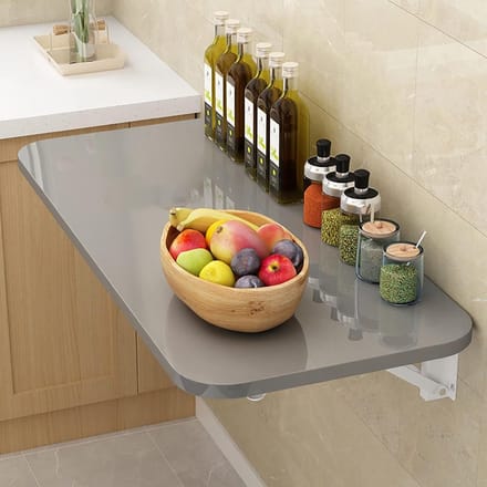 Opklapbaar wandbureau - Inklapbare tafel - Ruimtebesparend werken - Elegante afwerking - 120 x 50 cm - Grijs