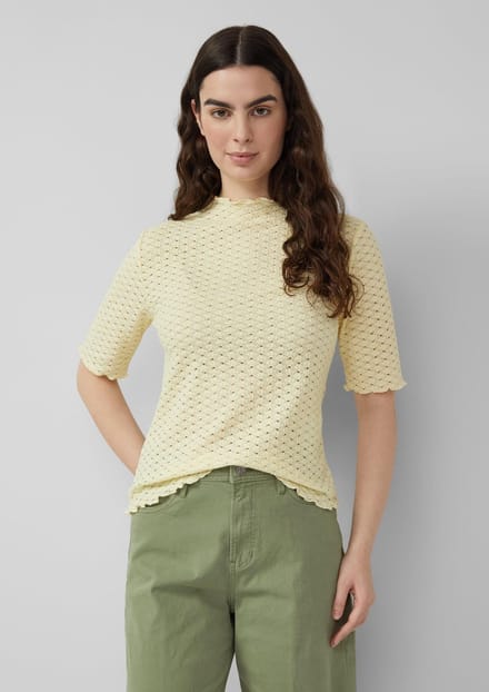 T-shirt van gestructureerde jersey met hoge kraag dames s.Oliver