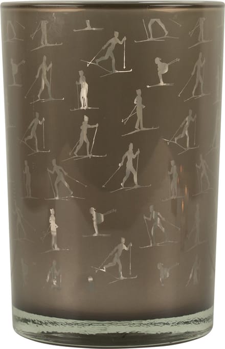 Theelichthouder ski taupe zilver large 18cm