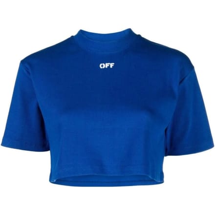 Off-white Stamp Geribbeld Cropped T-shirt