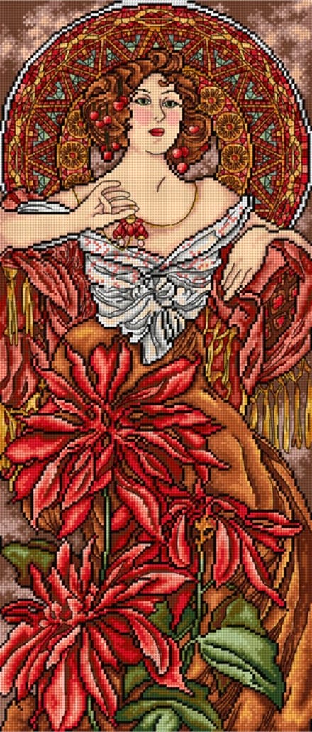 Borduurstramien 2428 - After Mucha - Ruby - ORCHIDEA 30 x 70 (STRAMIEN, GEEN GARENS!!)
