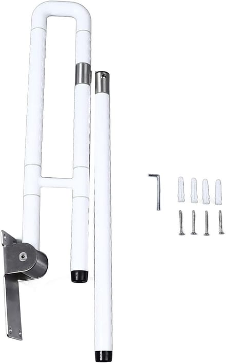 Toiletbeugel Opvouwbaar - Badkamer Handgreep - Veiligheid Thuiszorg - Lichteffect Donker - 60 cm Lengte - Wit