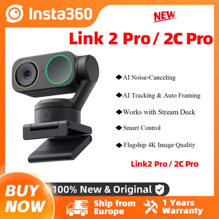 Insta360 – Link 2C Pro Graphite Black - AI-gestuurde 4K Webcam