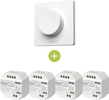 Bundelpakket | 4x Triac draadloze dimmer | 100-240V | Incl. Mi-light afstandsbediening | Wit