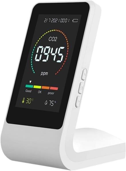 Luchtkwaliteit Monitor - CO2 Meter - Binnen Ruimte - 3 In 1 Sensor - 143 cm - Wit