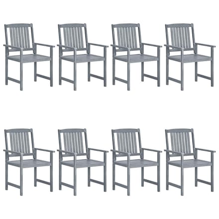 vidaXL - Tuinstoelen - 8 - st - met - kussens - massief - acaciahout - grijs
