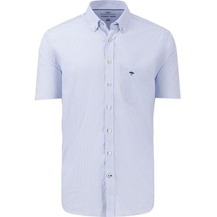 Fynch-Hatton Overhemd Striped Oxford Short Sleeve Button-Down Blue Melange / male