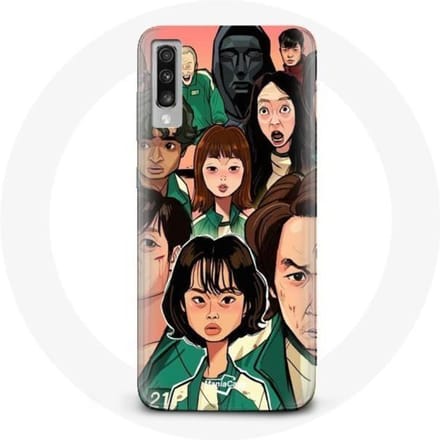 Coque pour Samsung Galaxy A70 Squid Game Affiche personnages Fanart