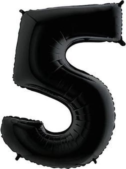 Folieballon cijfer 5 zwart (100cm)