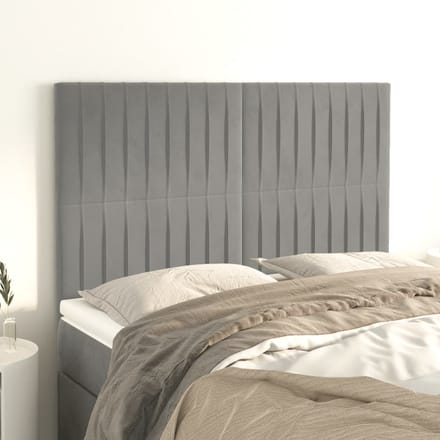 vidaXL - Hoofdbord - lichtgrijs - 144x5x118/128 - cm - fluweel