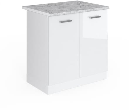 Vicco R-Line Onderkast voor gootsteen – 80 cm met deuren, met werkblad Wit Hoogglans