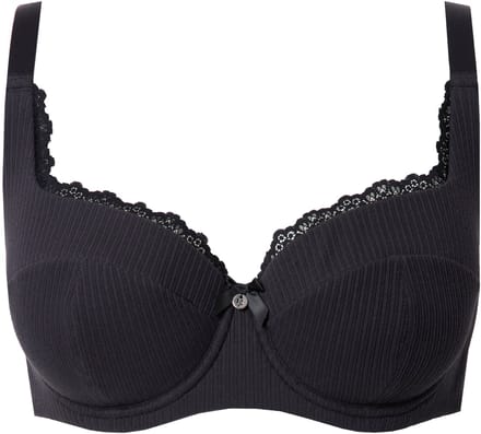 Ulla Popken - Dames - Balconettebeha zachte cups balconettebeha ajour - Zwart - Maat 85C