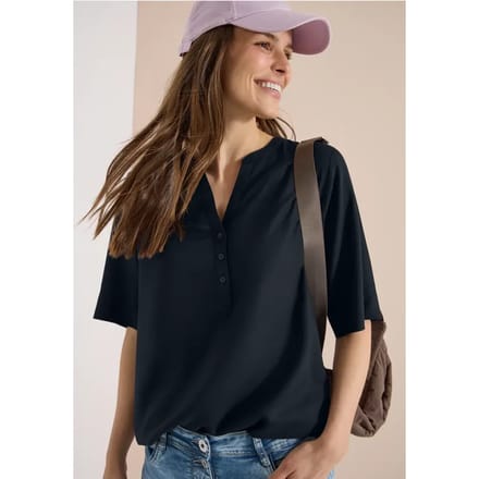 Blouse met korte mouwen en gespleten hals