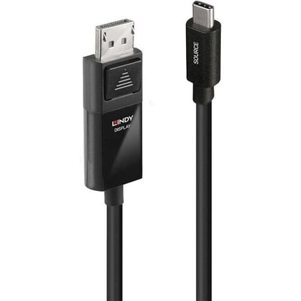 LINDY 43342 USB-C-displaykabel DisplayPort 1.4 USB-C stekker, DisplayPort-stekker 2.00 m Zwart