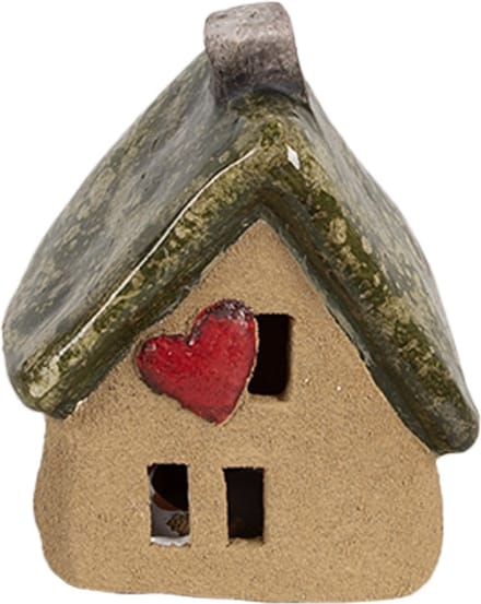 Clayre & Eef Decoratie Beeld Huis 7x6x9 cm Bruin Keramiek