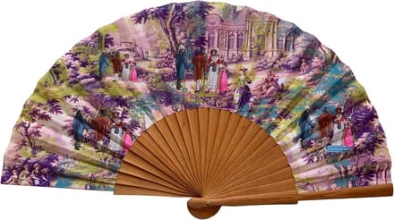 Handgemaakte Houten Waaier met Katoenen Doek - Modieus Spaans Accessoire