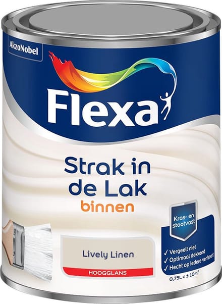 Flexa - Strak In De Lak Binnenlak Hoogglans - Lively Linen - Mengverf - 750 Ml