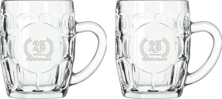 Gegraveerde set Bierpullen 55cl Gefeliciteerd 25 jaar getrouwd
