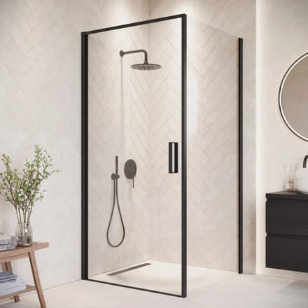 Badplaats Douchecabine Alava 100 x 100 x 190 cm – Zwart – Douchewand met Draaideur