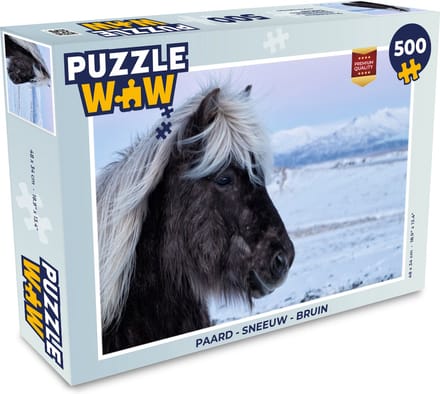 Puzzel Paard - Sneeuw - Bruin - Legpuzzel - Puzzel 500 stukjes