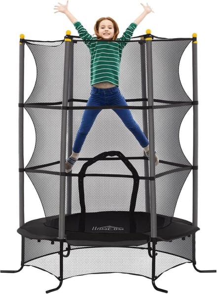 Kindertrampoline - Buitentrampoline - Buiten spelen - Veiligheidsnet met rits - 163 cm - Zwart