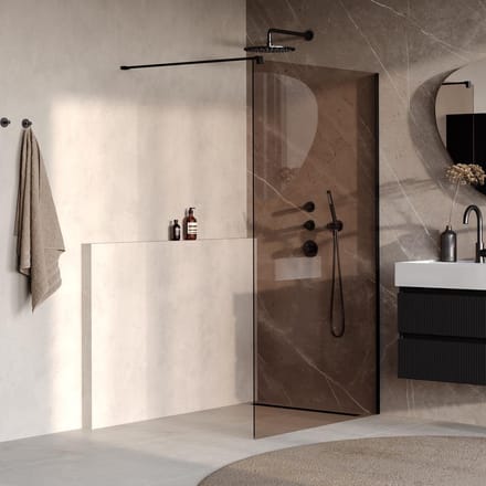 Brauer Oblivion inloopdouche brons glas 120x200 incl. glascoating mat zwart