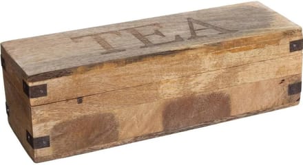 Atmosphera Theedoos - bruin - 4-vaks - mango hout - 32 x 10 cm - Theezakjes doos/kist