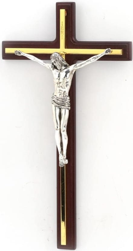 Veronese Design beeld/figuur - Crucifix hangend Hout - verguld en verzilverd - 26,5cm