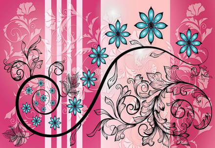 Fotobehang Flowers Floral Pattern | XL - 208cm x 146cm | 130g/m2 Vlies